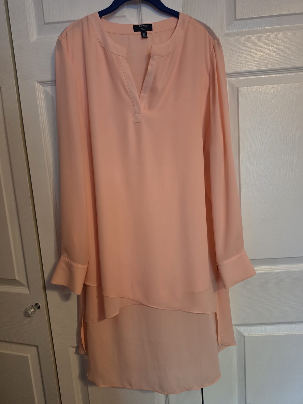 Kaari Blue peach double-layered hi-low Blouse